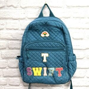 Vera Bradley Teal Quilted Backpack Taylor Swift Rainbow Embroidered